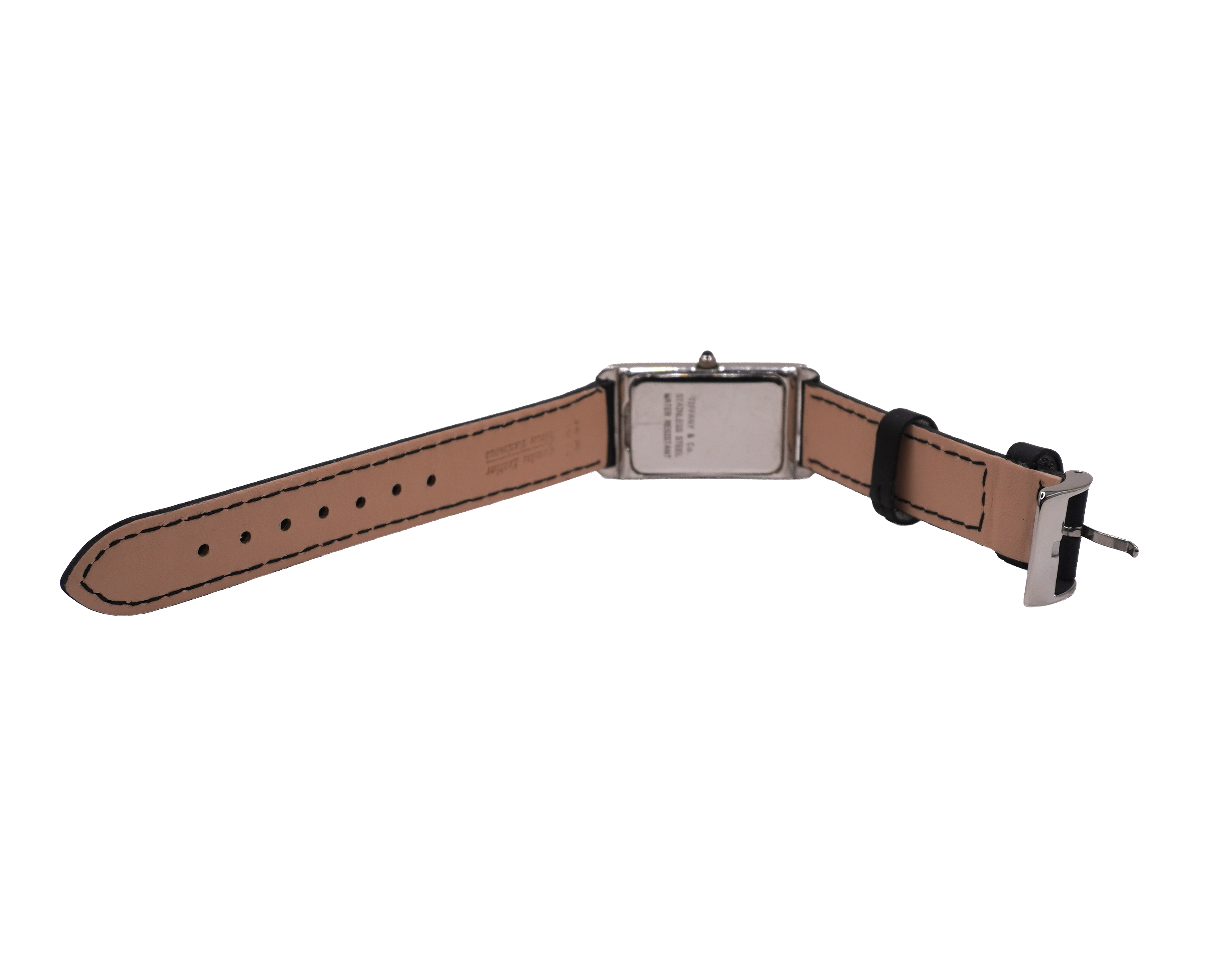 TIFFANY&Co.E.P. PATENT1889＆コルク抜き＆革トレイ Tiffany & Co. Stainless Steel Watch with Black Leather Band
