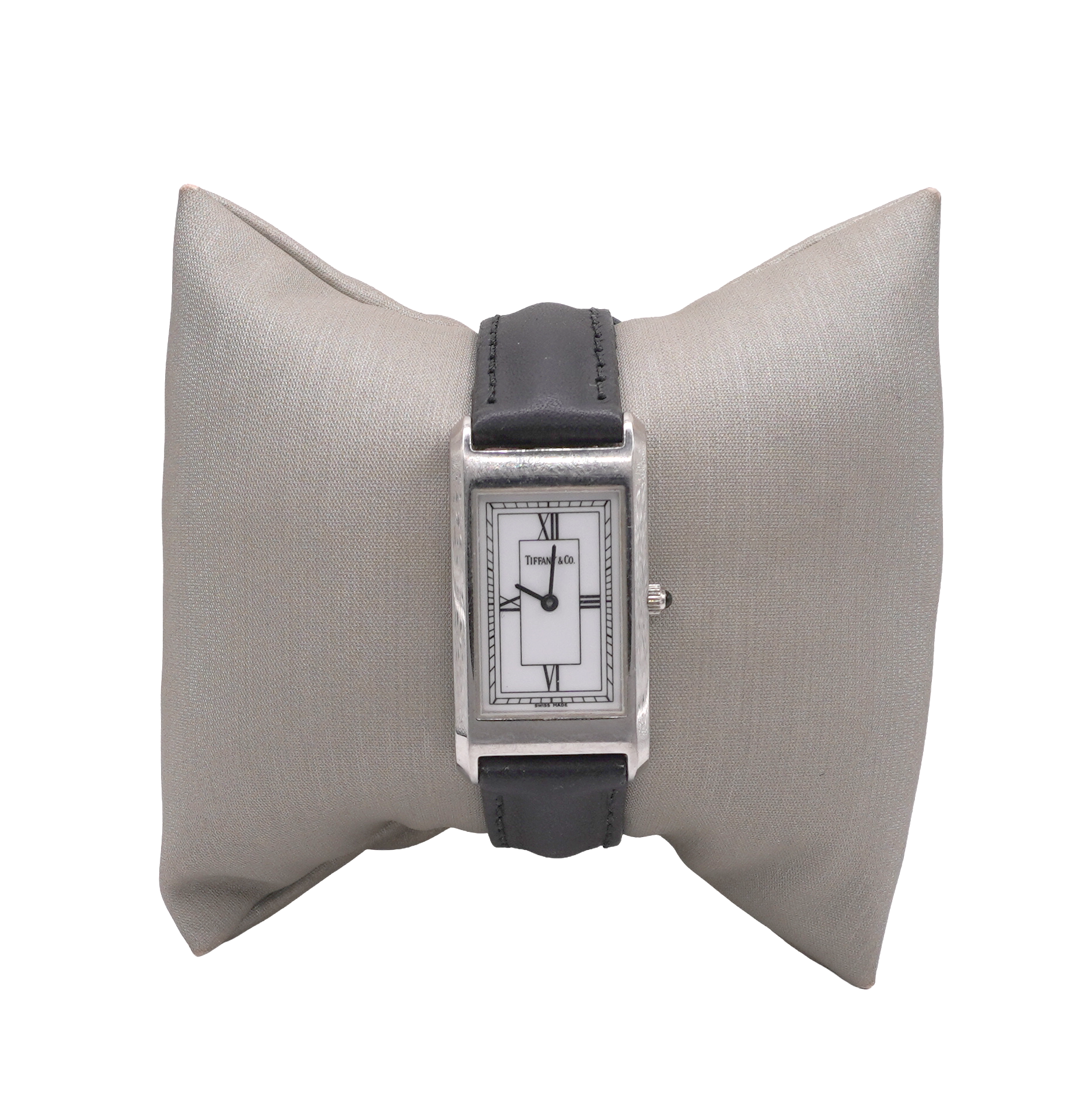 kankan　Tiffany & Co. シルバー レザー 時計 Tiffany & Co. Stainless Steel Watch with Black Leather Band