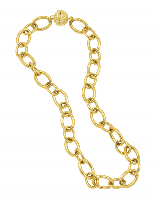 Vintage Gold Tone Mesh Etruscan Magnetic Clasp 19.25  Gold-Tone Magnetic Clasp Necklace display picture 1