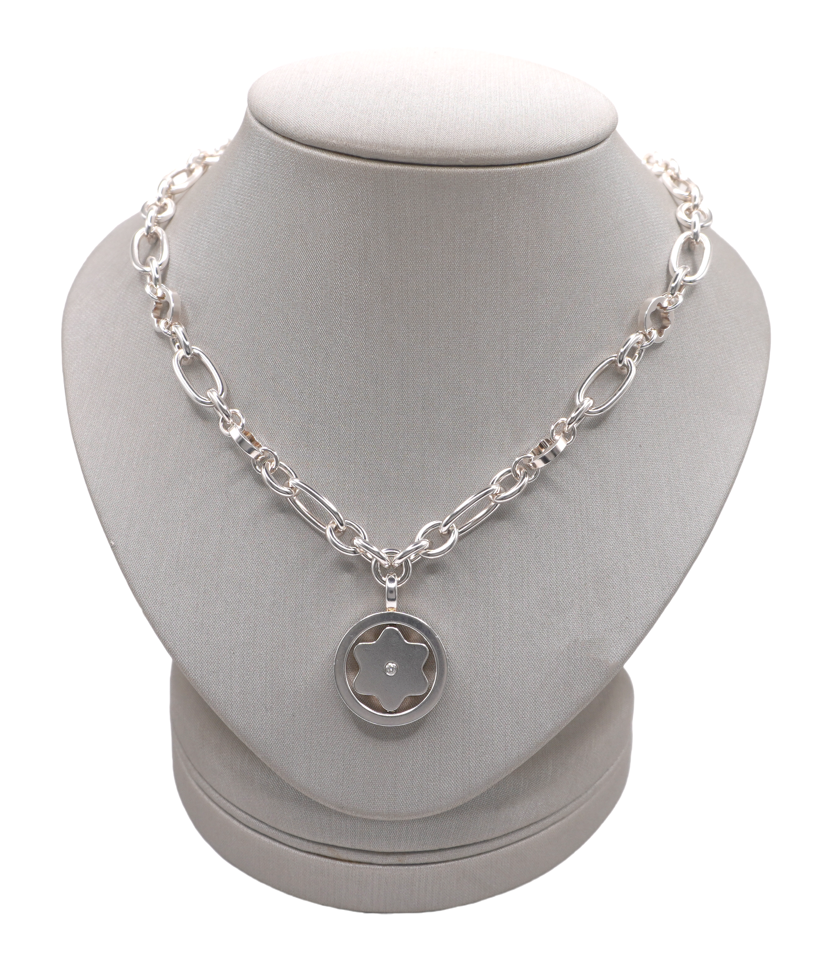 Mont Blanc Sterling Silver Link Necklace 001-600-01959 | Lumina