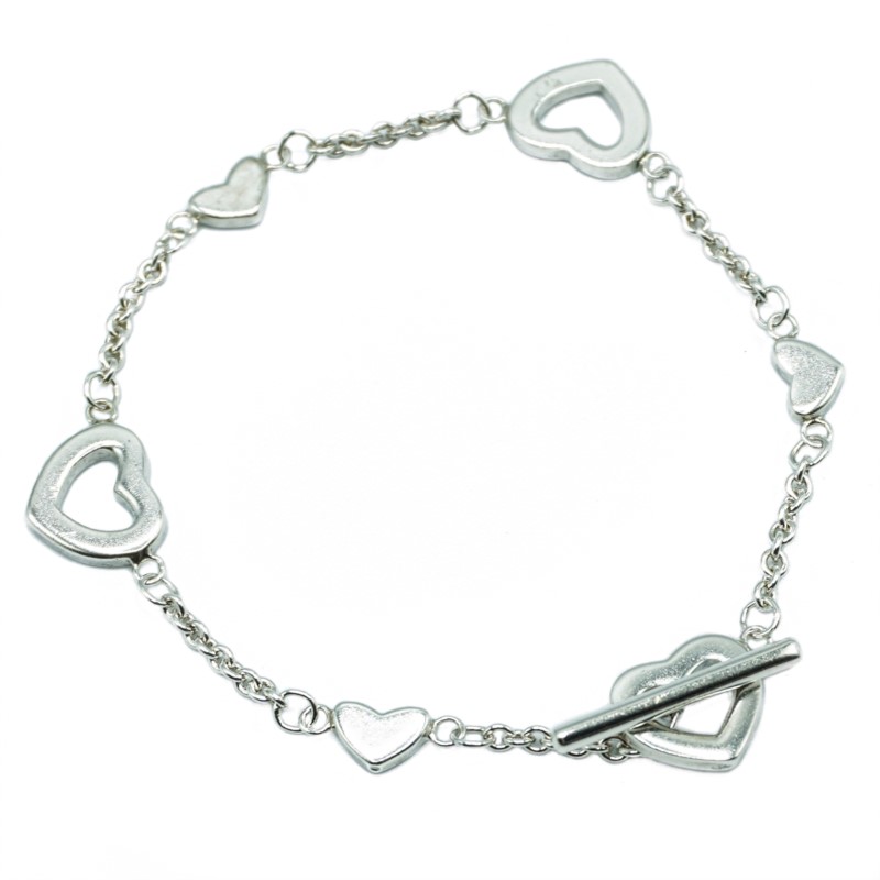Tiffany and Heart Station Bracelet Sterling Silver Lumina
