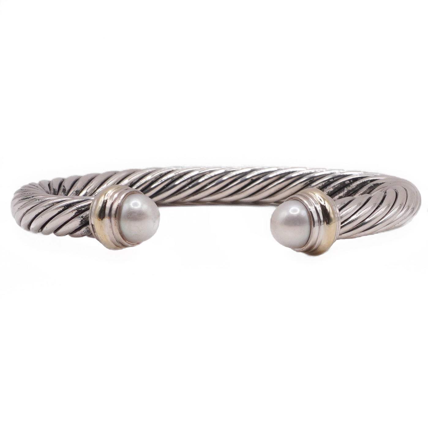 David Yurman Cable Cuff with Pearl End Caps 001-610-01311 | Lumina