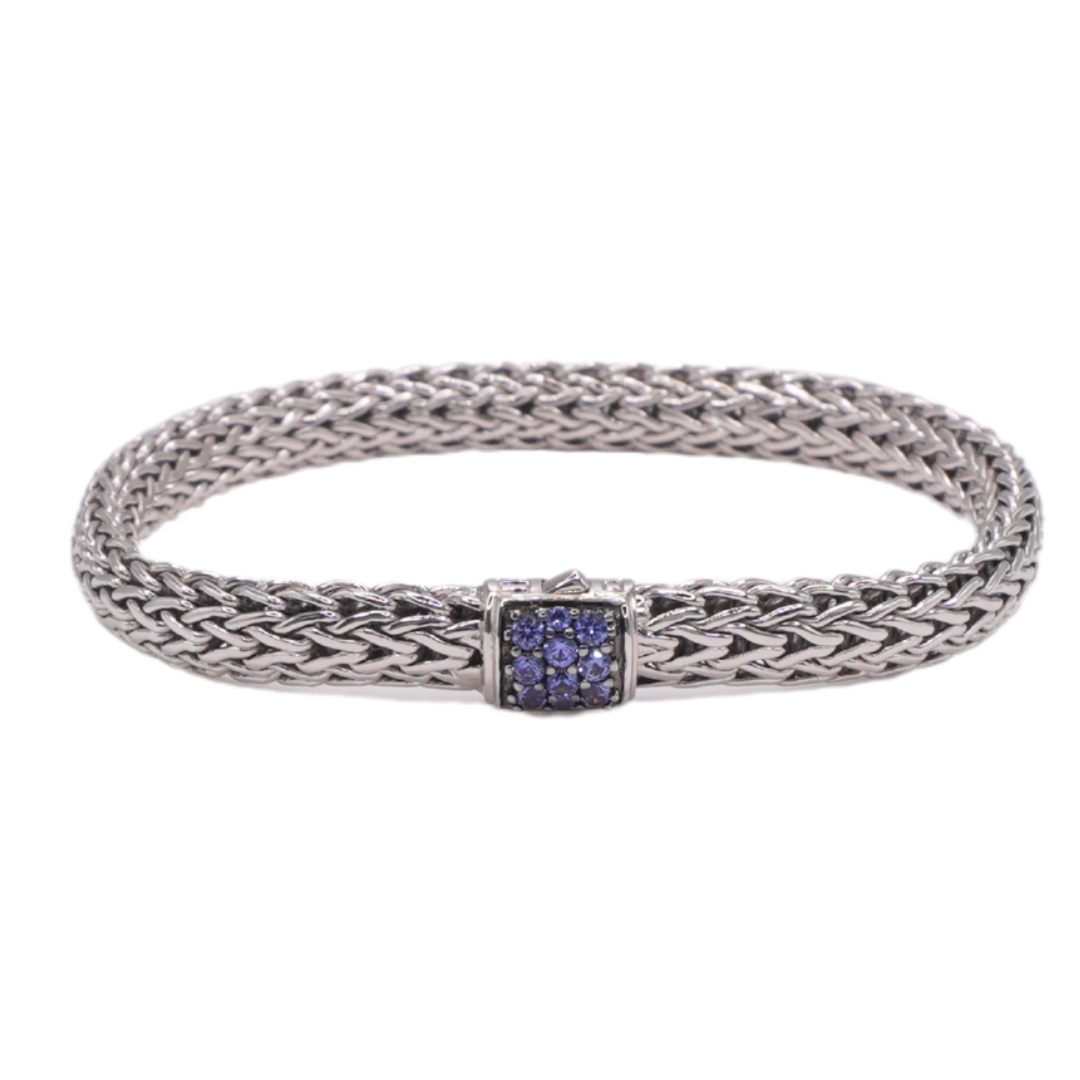 John Hardy Sterling Silver Bracelet with Blue Sapphire Clasp