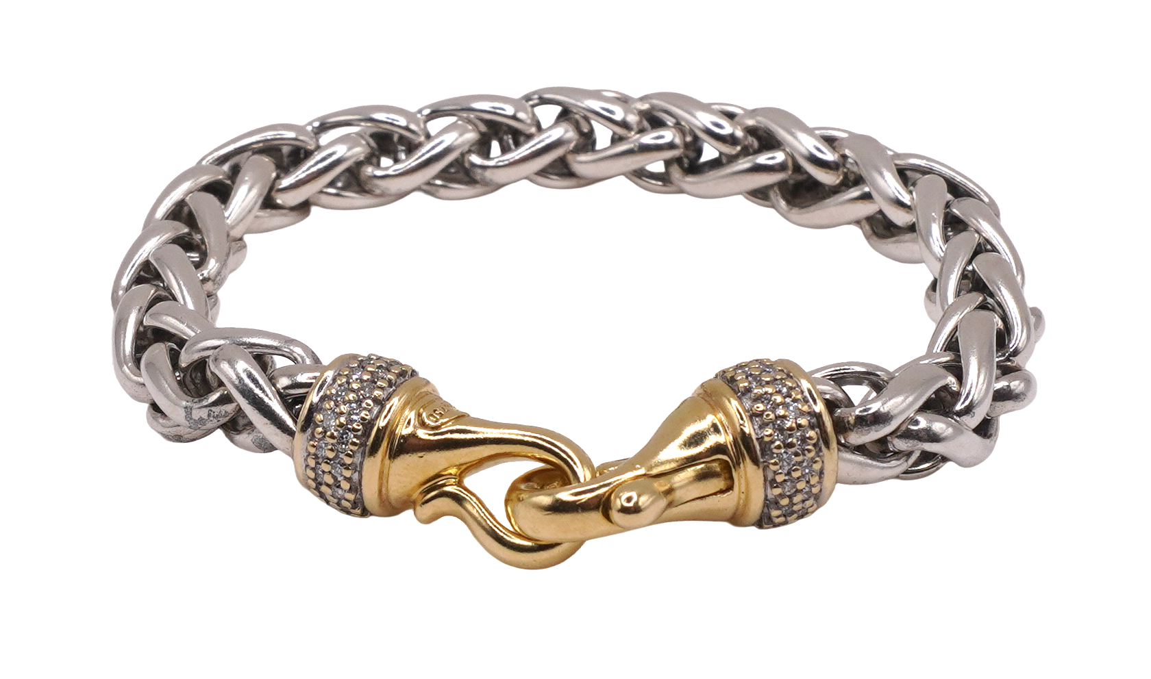 David Yurman Sterling Silver Bracelet with Diamonds and 18k