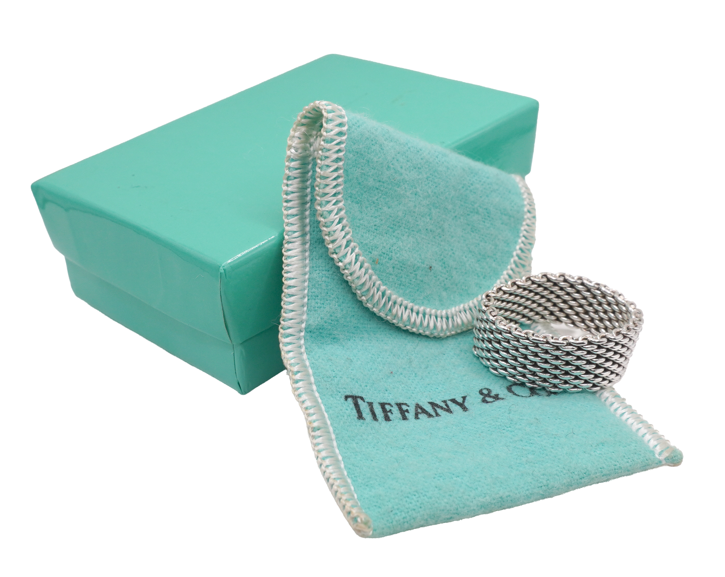Tiffany and Co. Sterling Silver Mesh Ring 001-620-00342