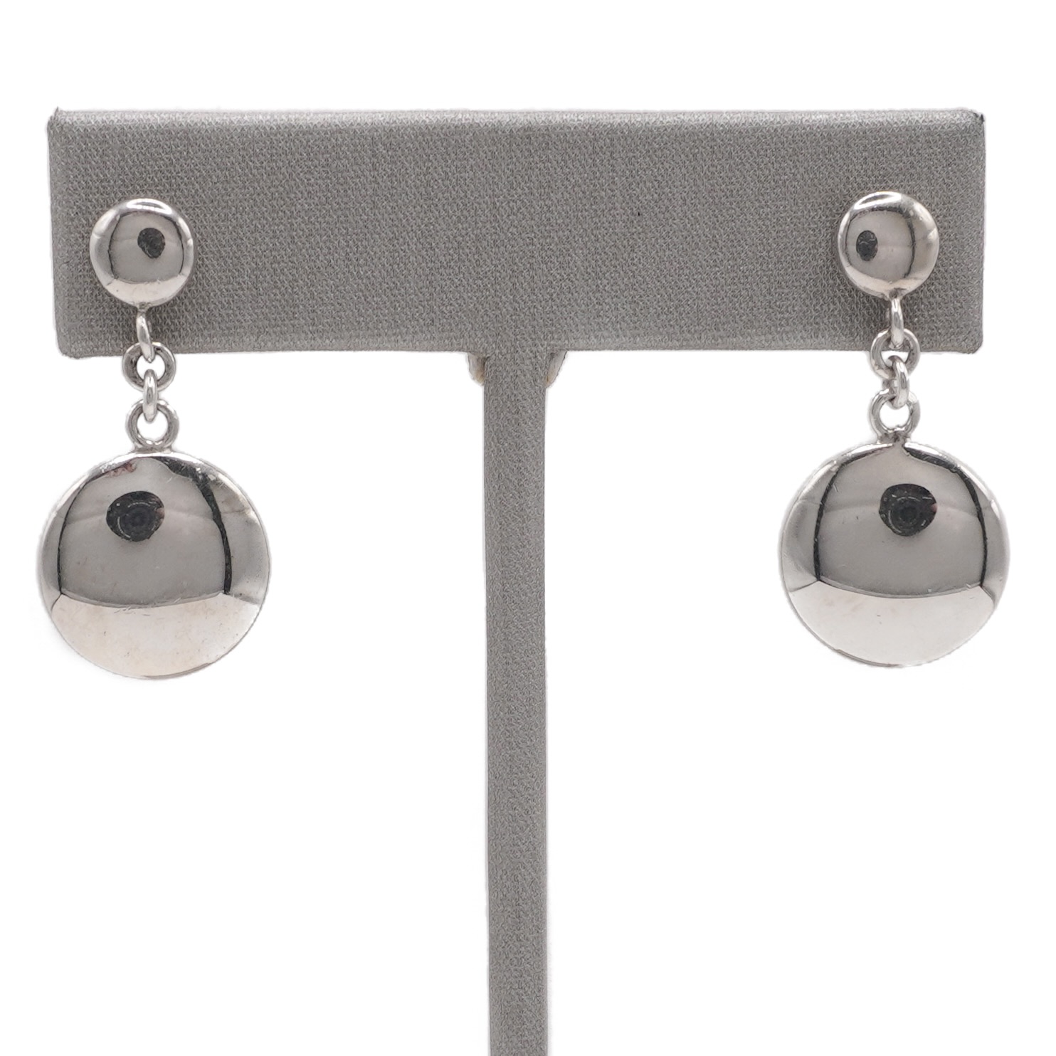 Tiffany and Co Smooth Disk Dangle Earrings in Sterling Silve