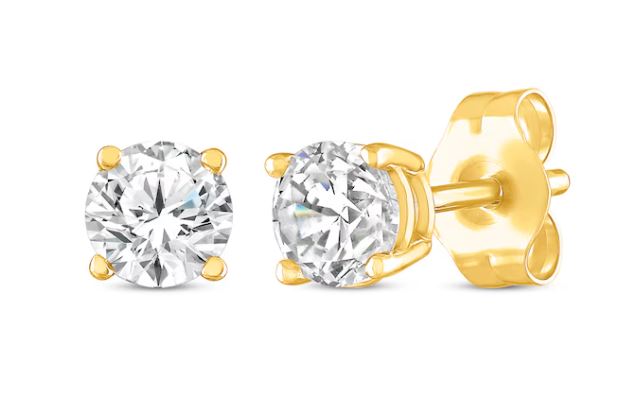 14K Yellow Gold Lab-Grown Diamond Stud Earrings 4-Prong