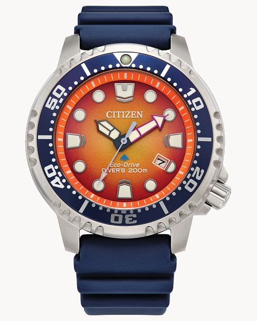 Citizen Promaster Dive Watch - Orange Dial, Blue Strap, Eco