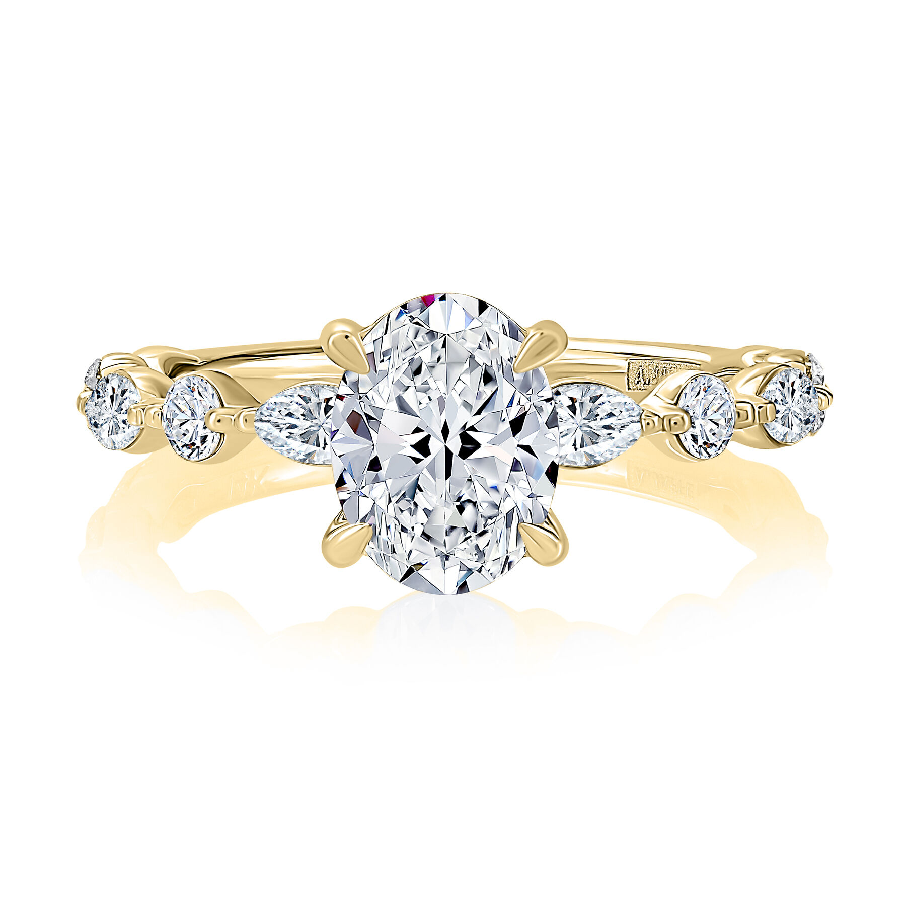 Floating Alternating Round and Marquise Diamond Engagement R | Mark ...
