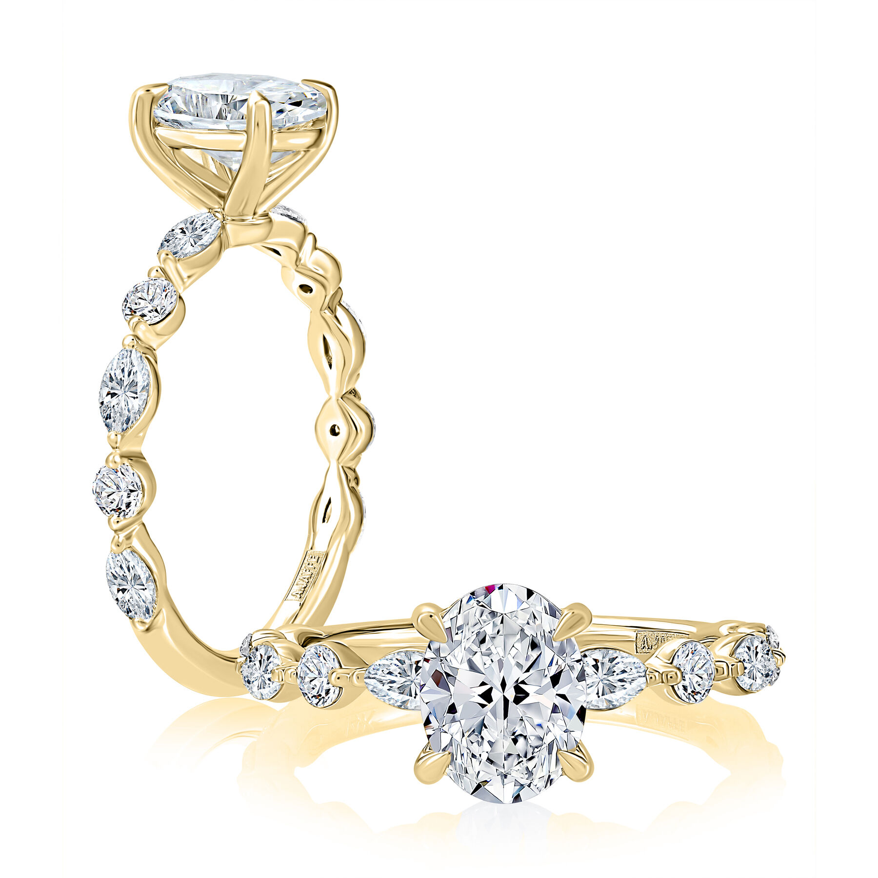 Floating Alternating Round and Marquise Diamond Engagement R | Mark ...