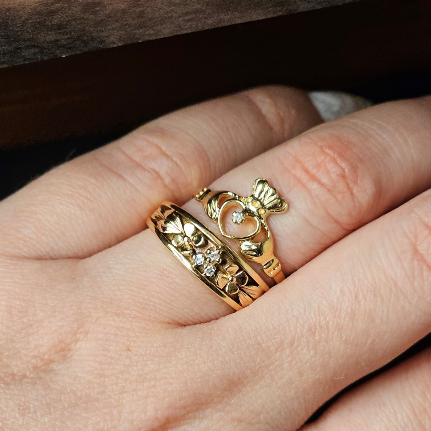 Estate Yellow Gold Diamond Claddagh Ring Mark Jewellers La