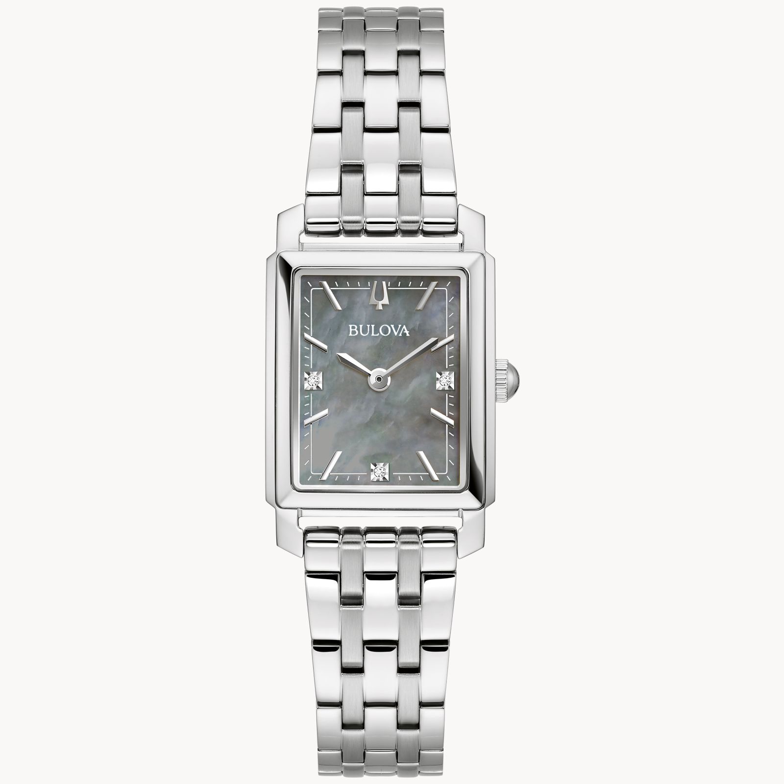 Bulova Silver Rectangular Quartz A2 Watch #98 new battery Genuine Bulova (98P22) Woman main image 3