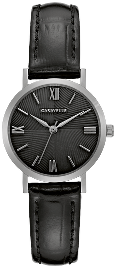 Caravelle Black Textured Leather Watch Strap Black Dial Leather Strap Dress 45A153 | Bulova main image 3