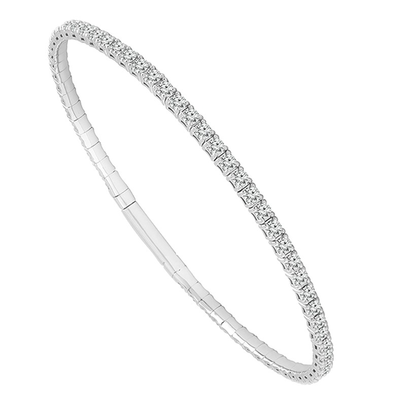 White Gold Flex Diamond Bangle Bracelet 001-170-01779 14KW