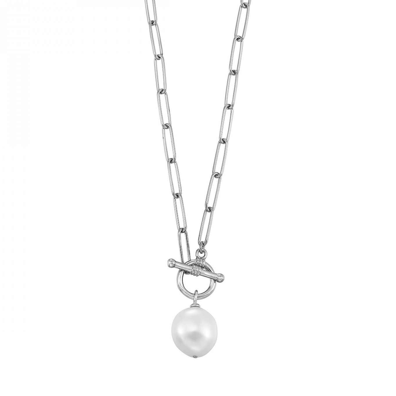 Sterling Silver Pearl w/Toggle Necklace 001-650-03537