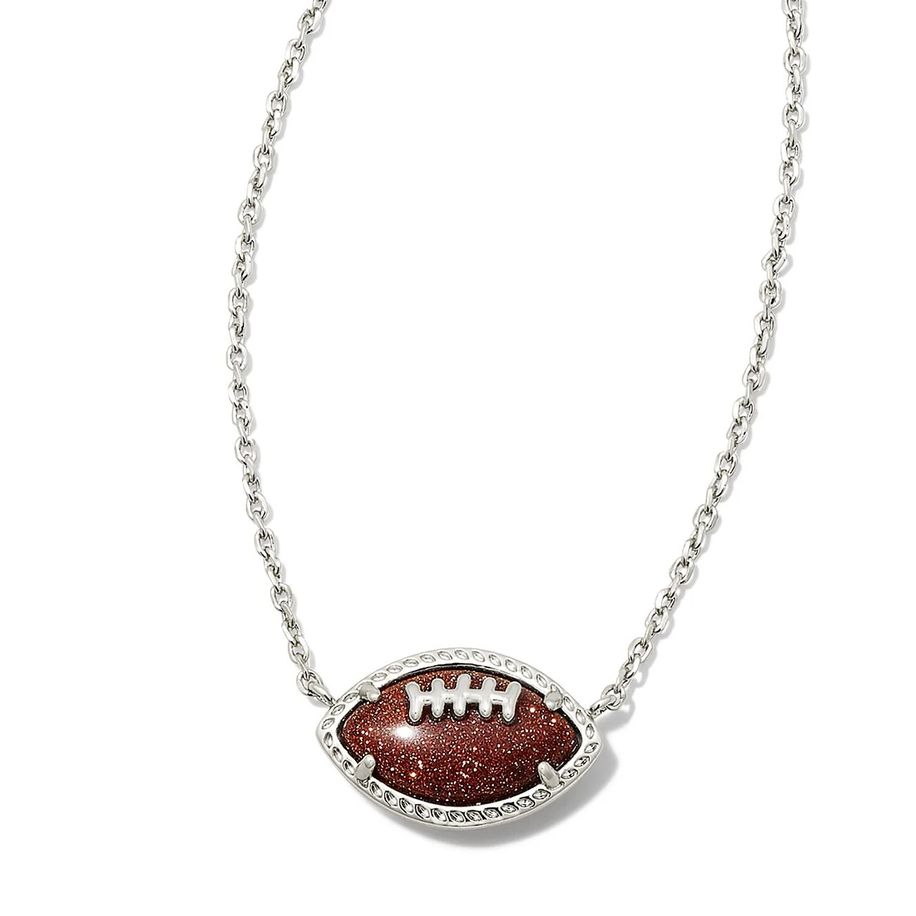 Kendra Scott Football Silver Short Pendant Necklace in Orang