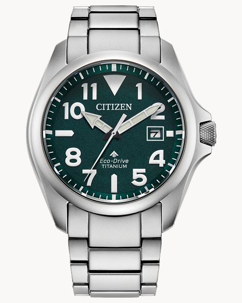 Men's Titanium Eco-Drive Citizen Watch with Green Face