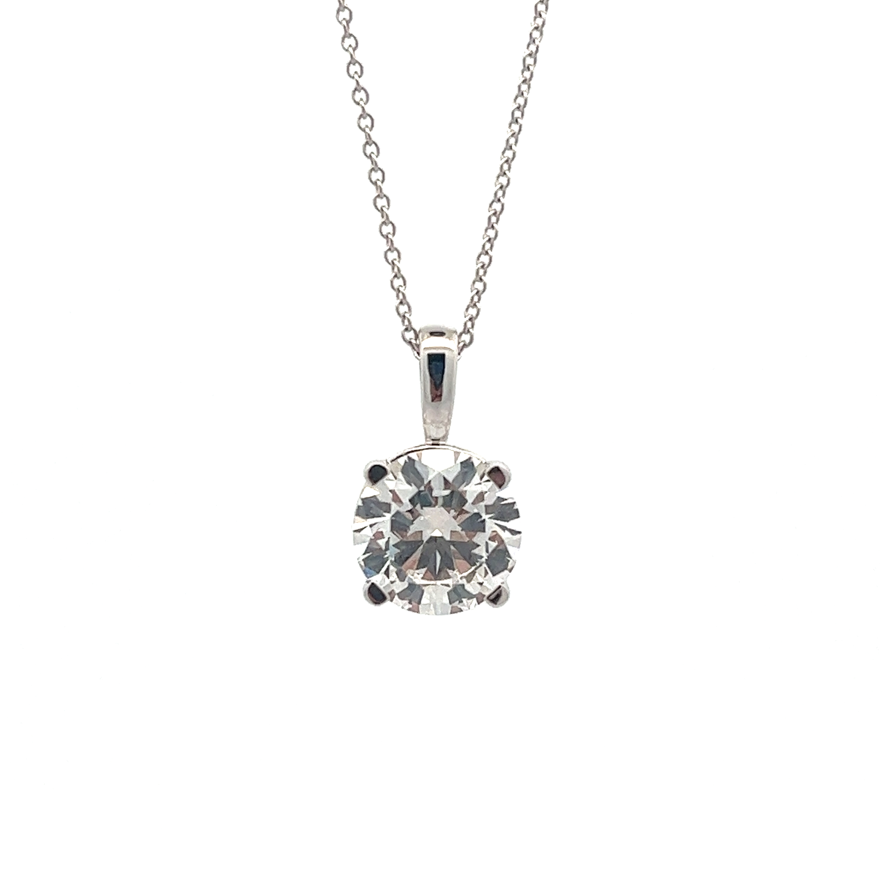 14k White Gold Lab Grown Diamond Solitaire Necklace