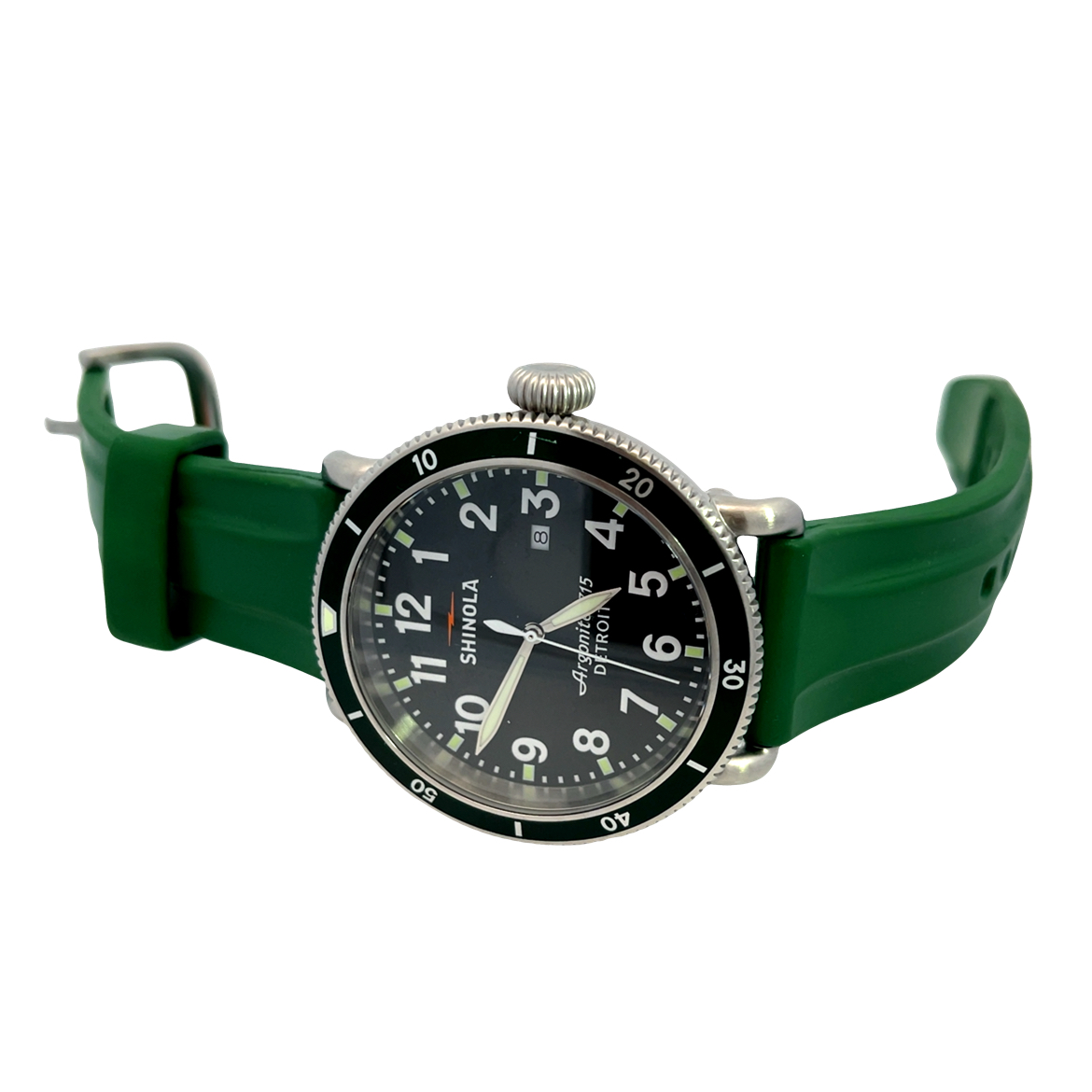 Shinola 48Mm Runwell Sport Watch With Rubber Green Strap Gre