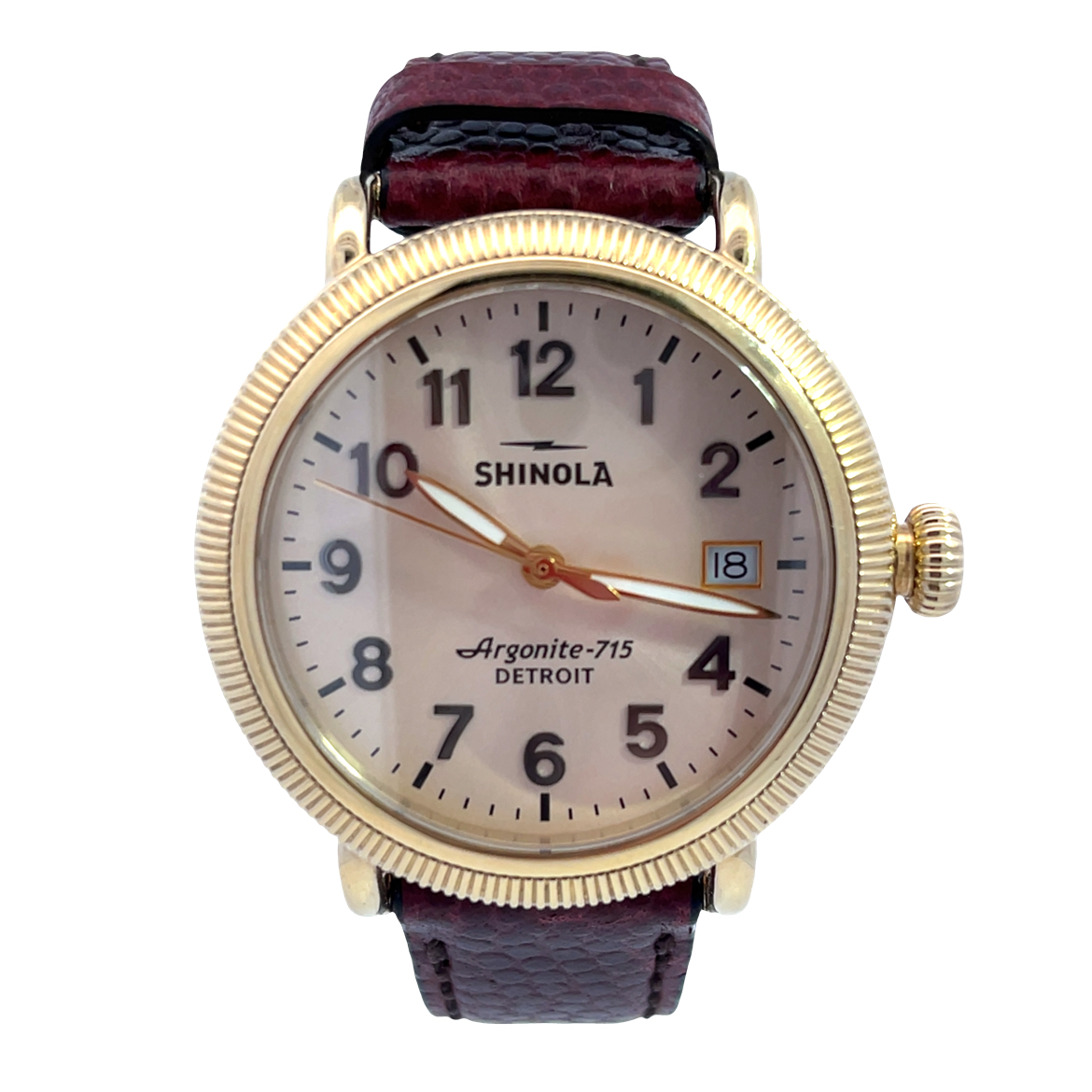 Shinola Red Leather Band Argonite 715 Quartz Watch | Miner's Den