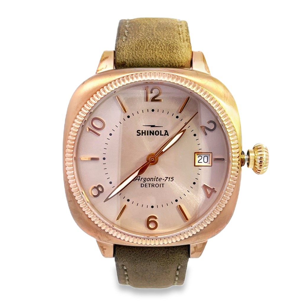 Shinola Green Leather Band Argonite 715 Quartz Watch | Miner's Den