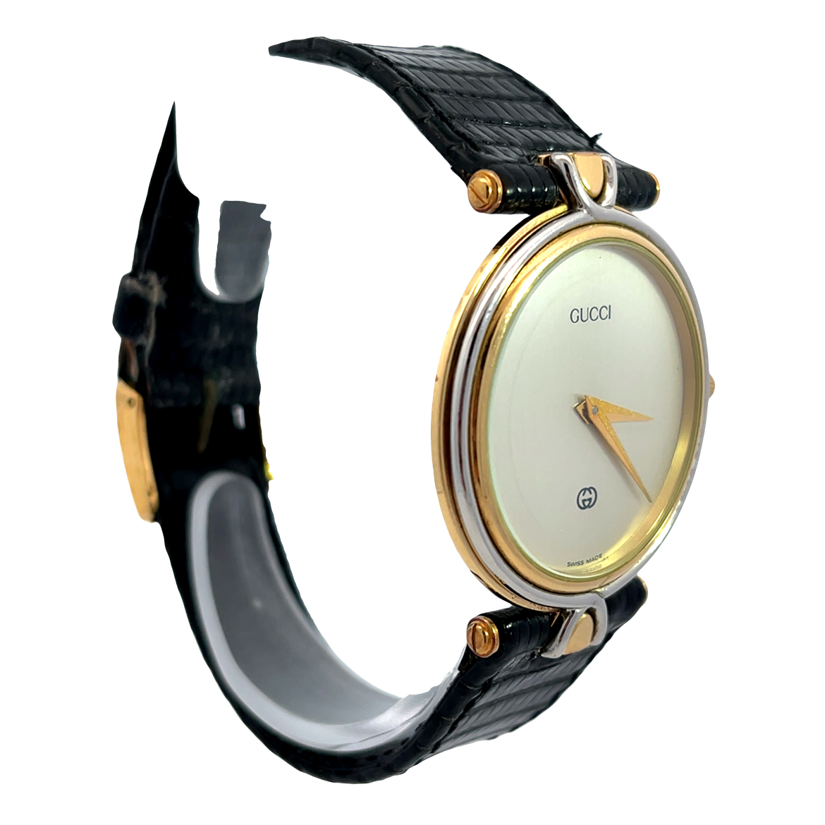 Gucci 4500M Two Tone Black Leather Quartz Watch | Miner's Den