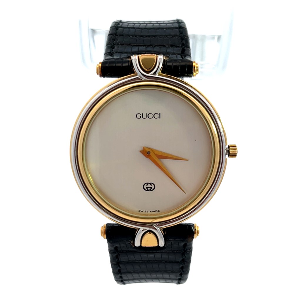 Gucci 4500M Two Tone Black Leather Quartz Watch | Miner's Den