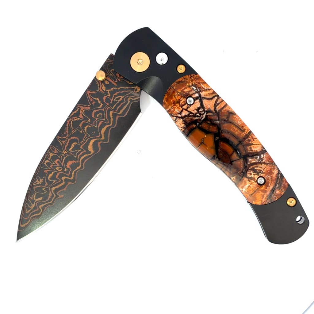 El Ray Fossilized Mammoth Tusk Knife with Copper & Brass Dam