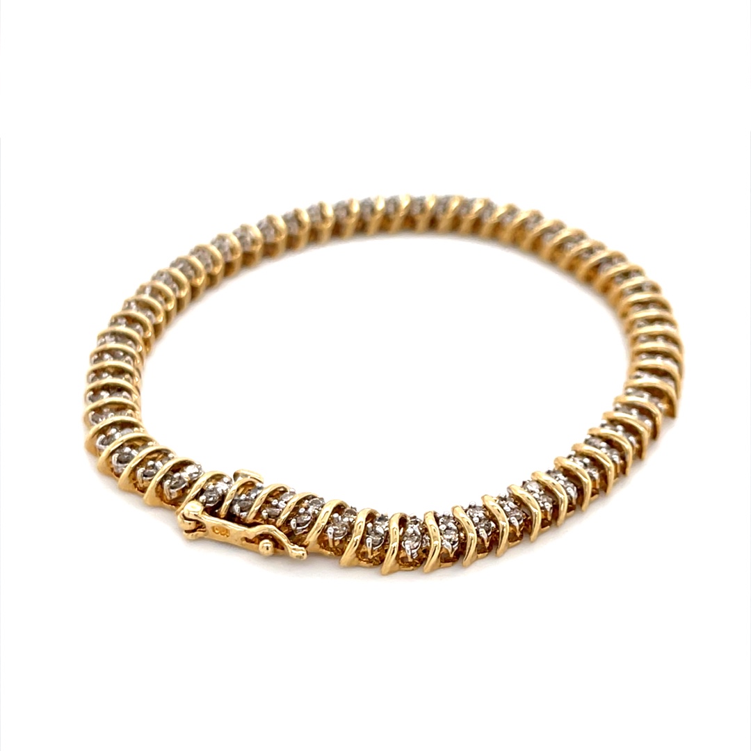 14K Yellow Gold Estate Diamond Bracelet 001-107-00005