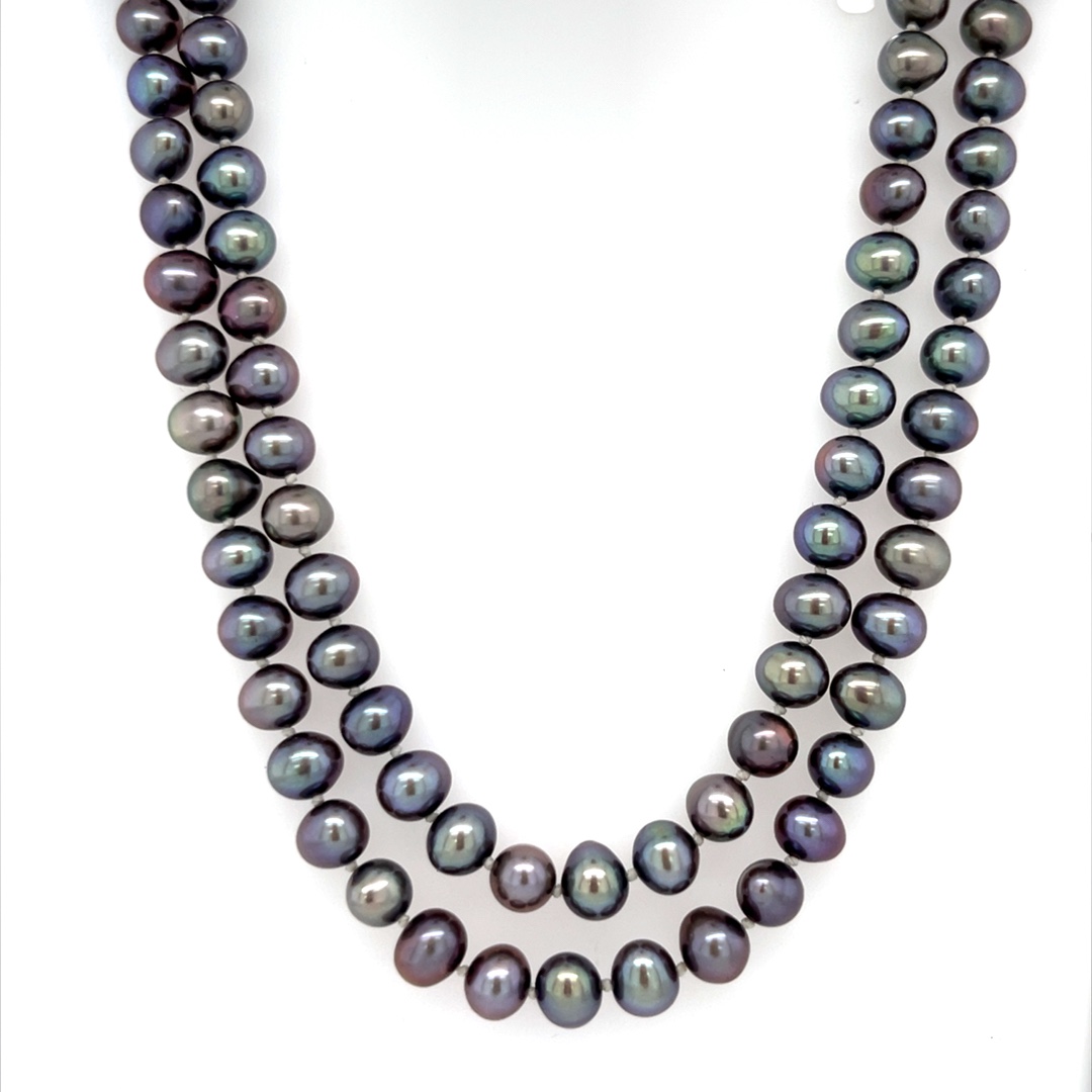 Freshwater Dyed Black Pearl Necklace 001-325-00067 | Minor