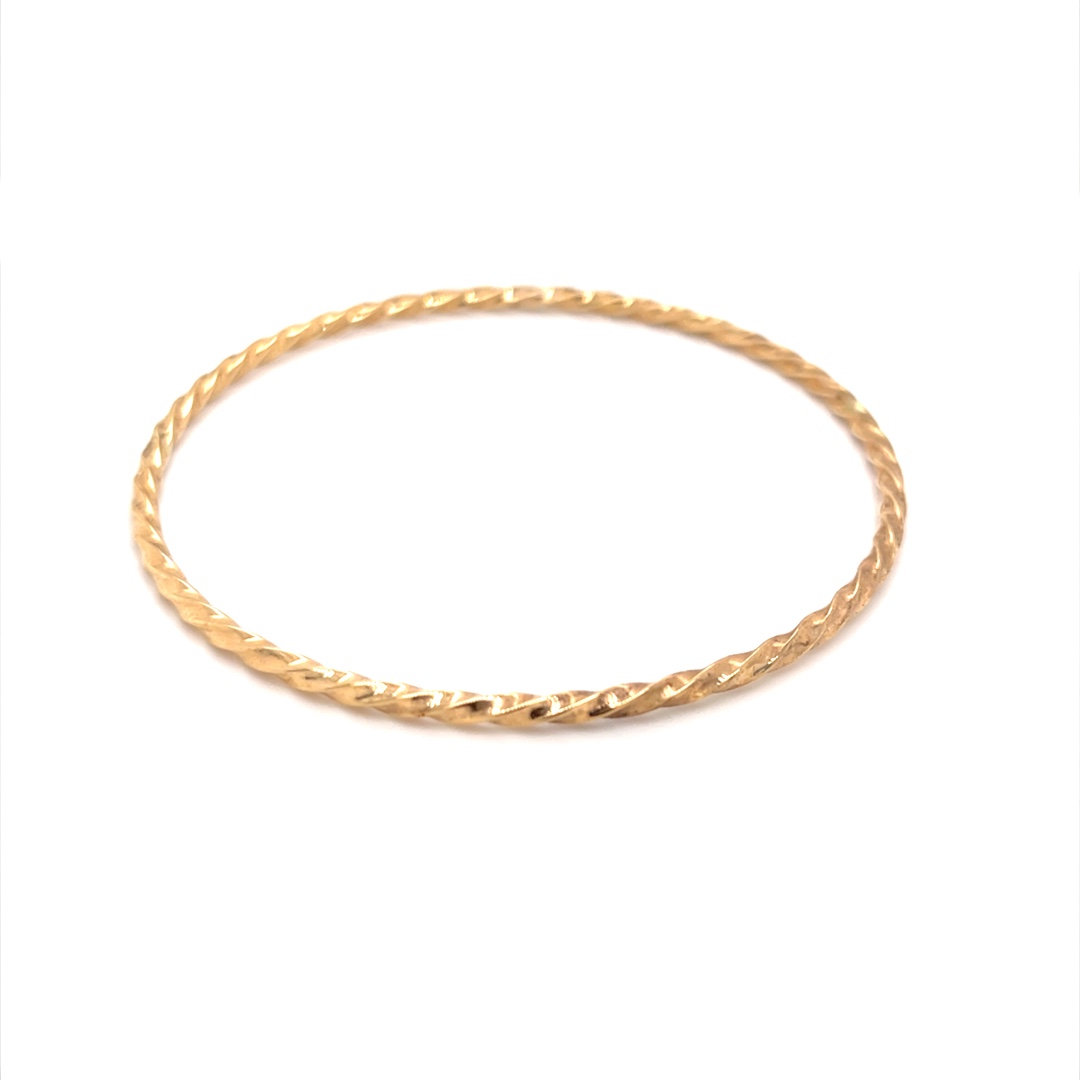 14K Yellow Gold Twist Design Bangle Bracelet 001-440-00125