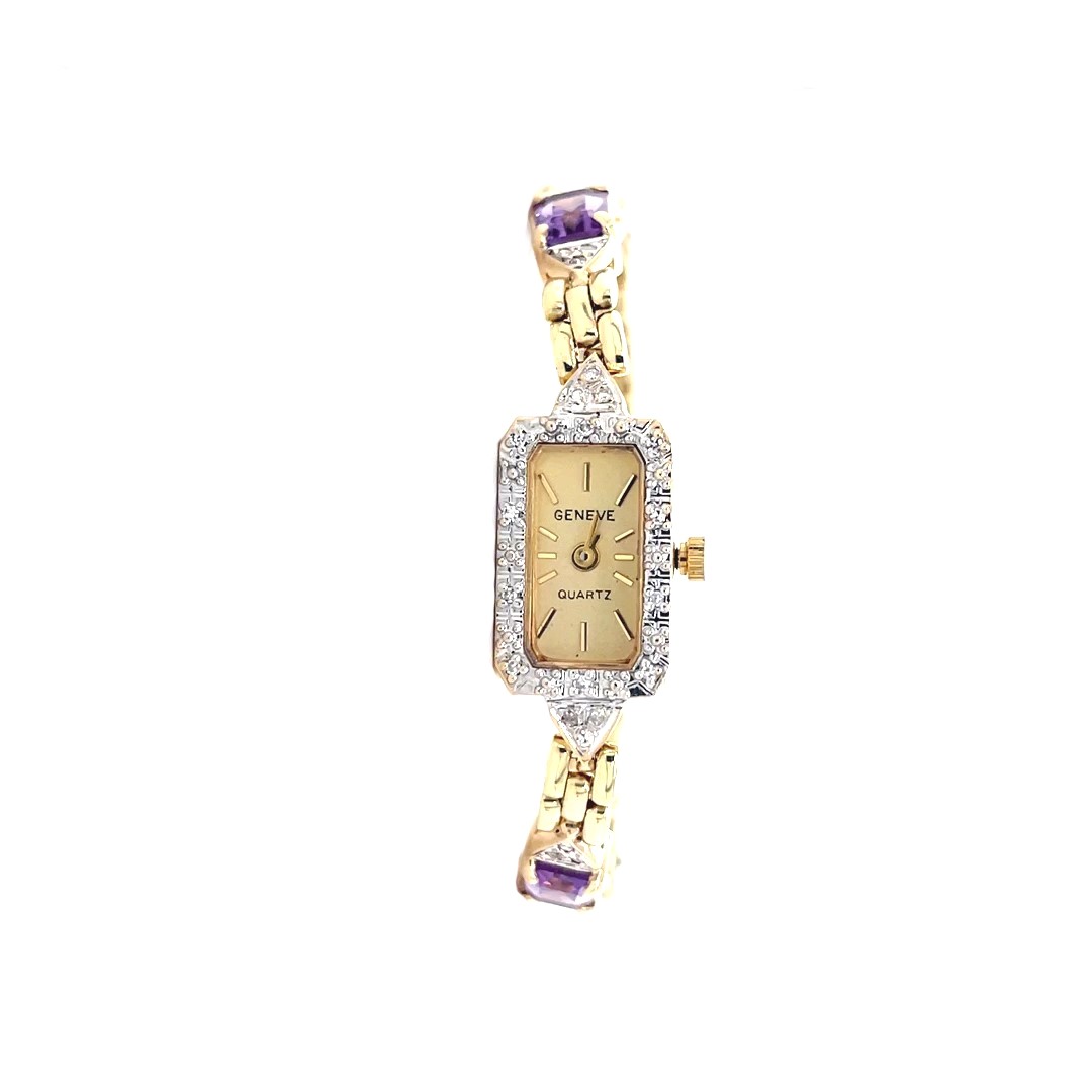14K Yellow Gold Estate Geneva Diamond, Amethyst, and Topaz Q | Minor  Jewelry Inc. | Nashville, TN
