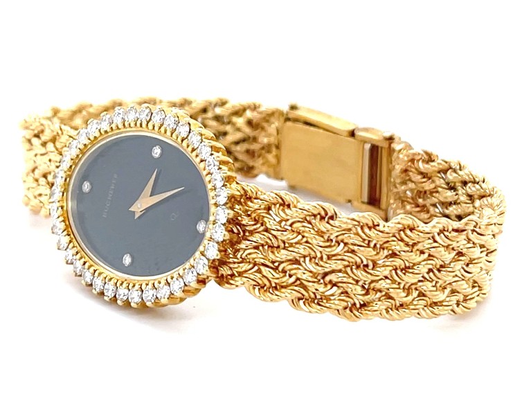 18K Yellow Gold Diamond Bucherer Watch 1980s 001-595-00151 | Minor