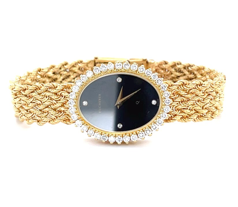 18K Yellow Gold Diamond Bucherer Watch 1980s 001-595-00151 | Minor