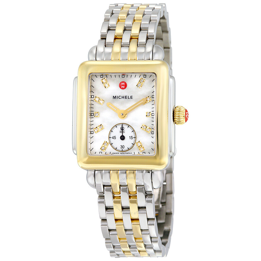 Deco Mid Two-Tone Diamond Dial Watch by Michele | Mitchell display picture 1
