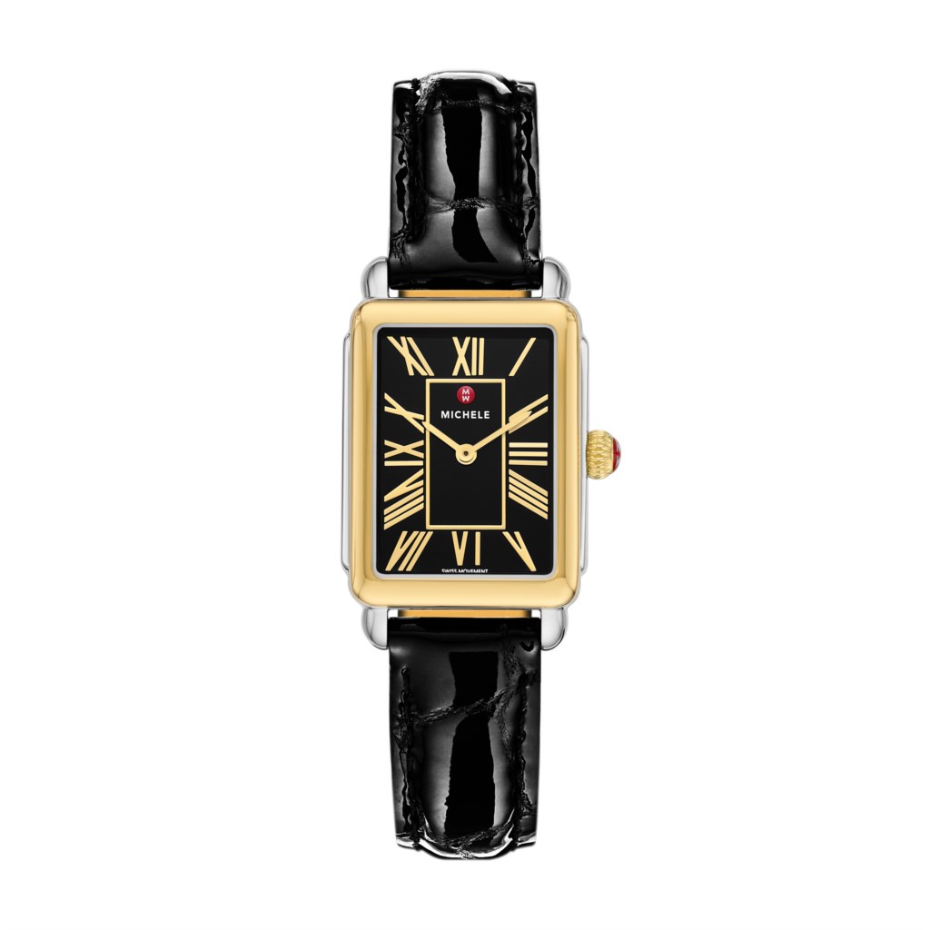 Black Face And Leather Strap Watch By Michele 001-745-01365 