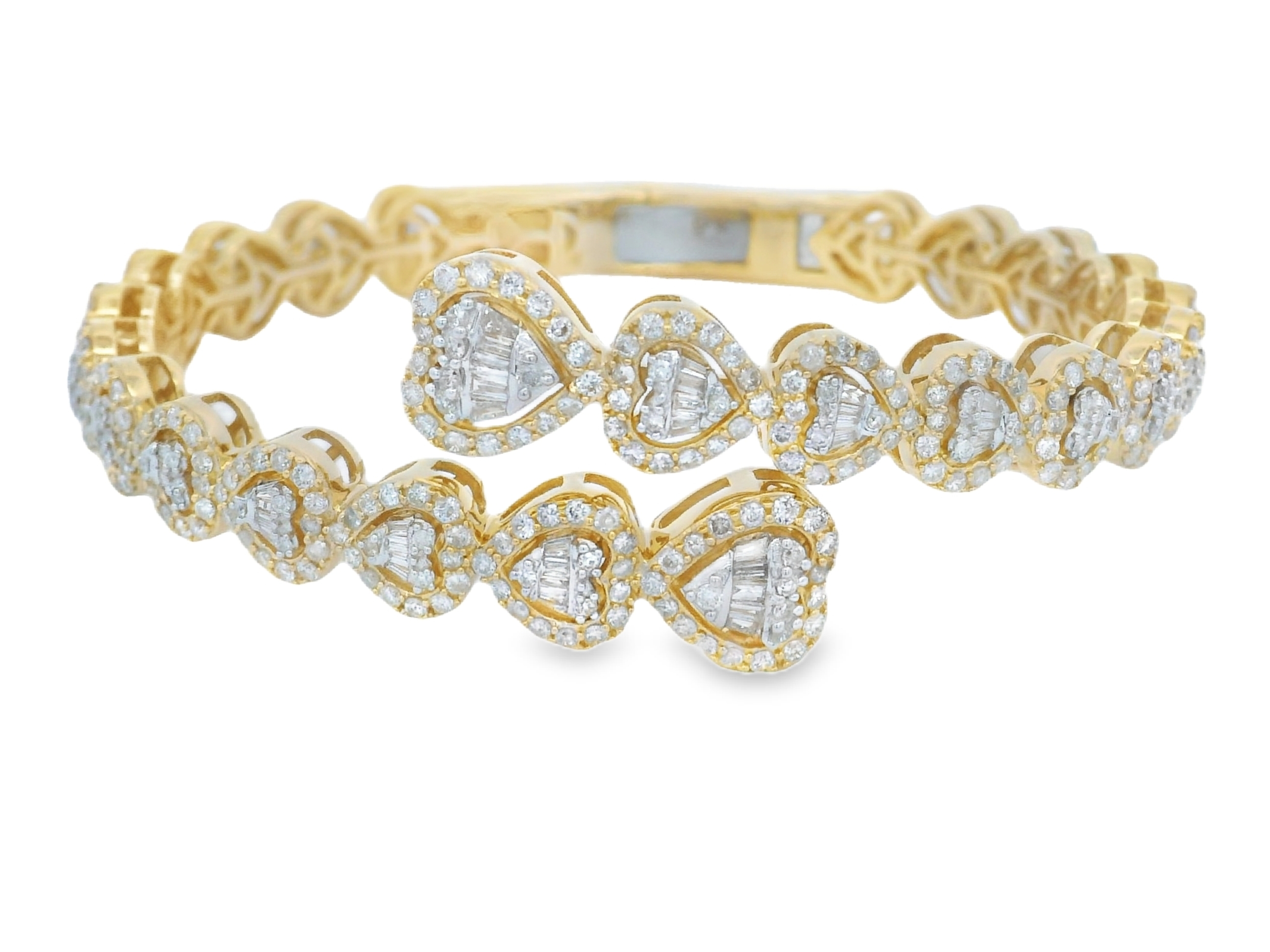 14Kt Yellow Gold Heart Diamond Bangle – Carats