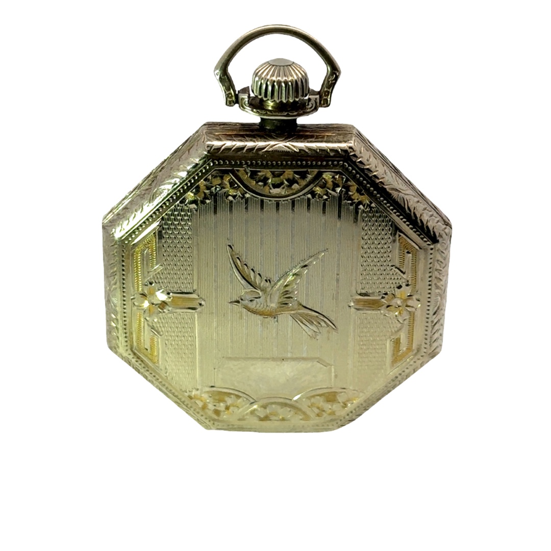 14k WG Waltham Open Face Pocket watch 502-00101 Monarch Jewelry