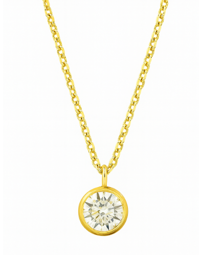 Pendentif Diamant De Laboratoire 14K - Moissanite Blanche - Monture Or Jaune Plaqué Sur Argent 925 - Occasion