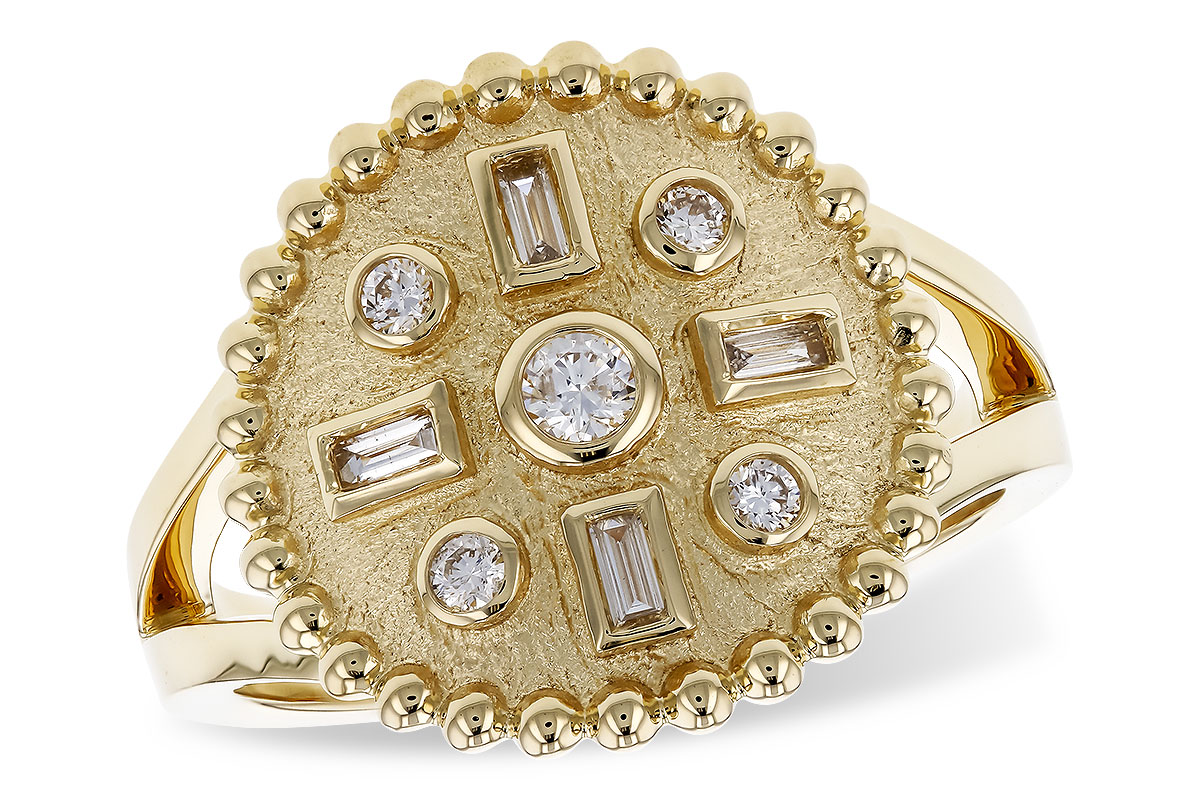 14K Yellow Gold Fashion Ring With 9 Diamonds 002-130-03027
