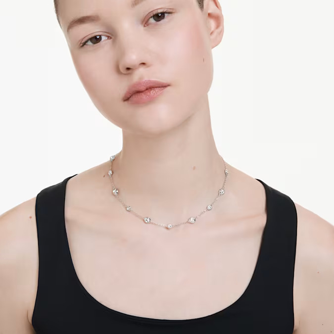 Swarovski Una Angelic Necklace, White, Rhodium Plated | Orin