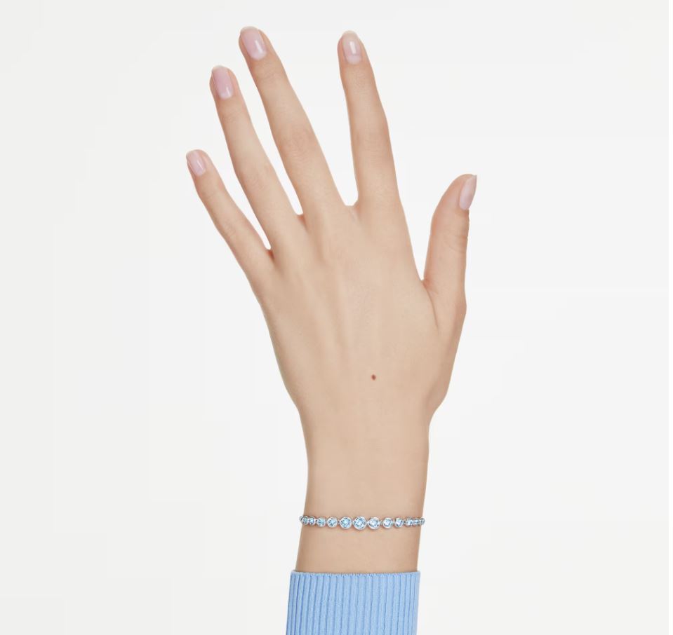 Swarovski Imber Tennis Bracelet, Mixed Round Cuts, Blue, Rho