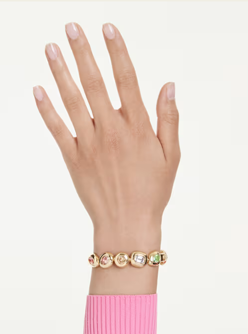 Swarovski Gema Bangle - Mixed Cuts, Multicolored, Gold-Tone