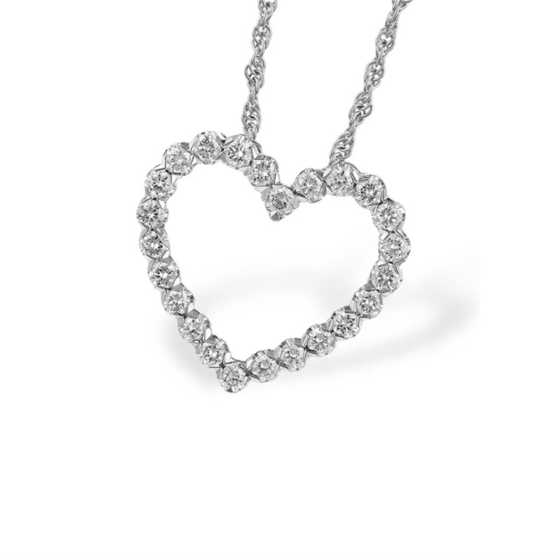 14K White Gold 0.50 ctw Diamond Heart Necklace | Paul Bensel