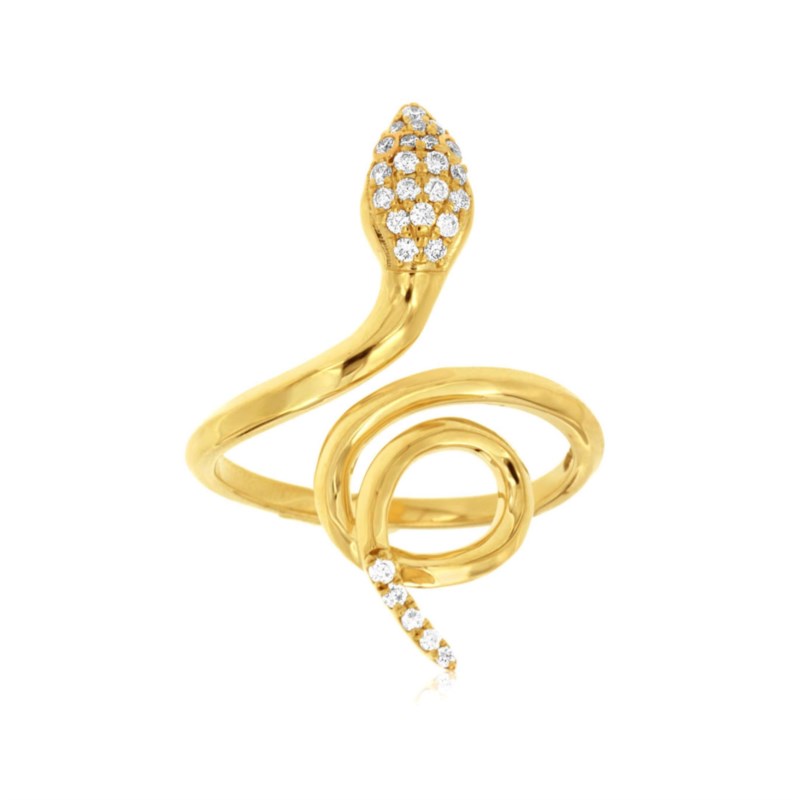14K Yellow Gold 0.18 ctw Diamond Snake Ring | Paul Bensel