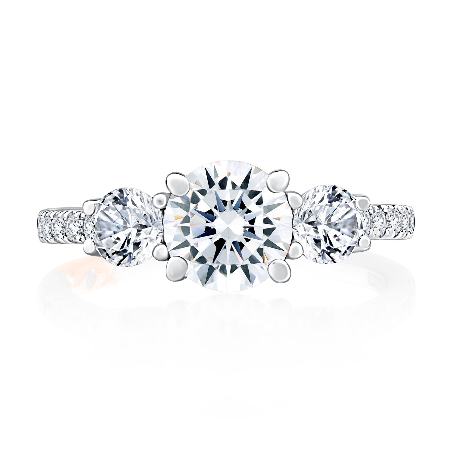 A.JAFFE Three Stone Trellis Diamond Engagement Ring with