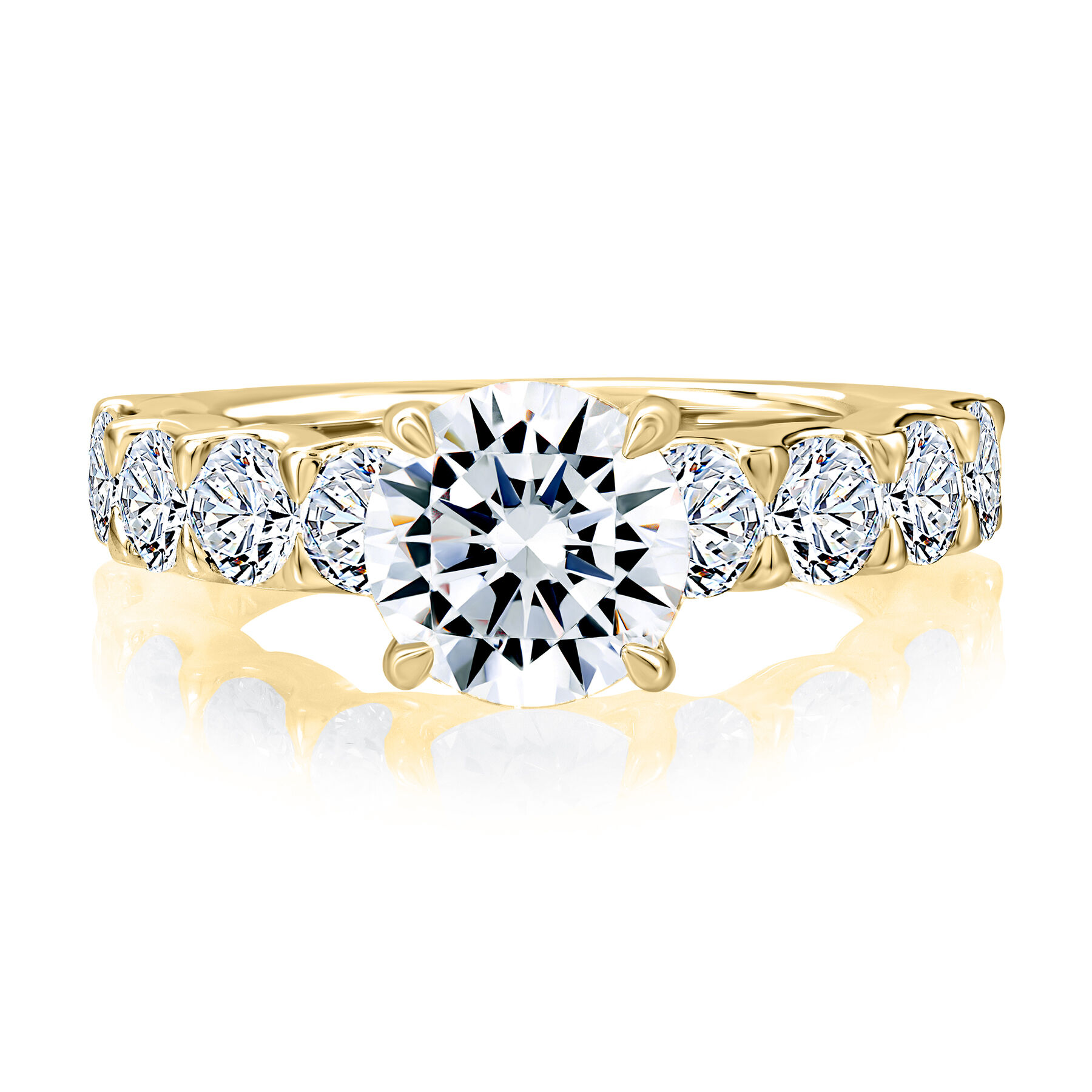 A.JAFFE Round Center Large Melee Diamond Engagement Ring