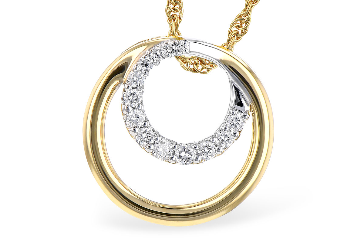 Double Circle Diamond Pendant Necklace