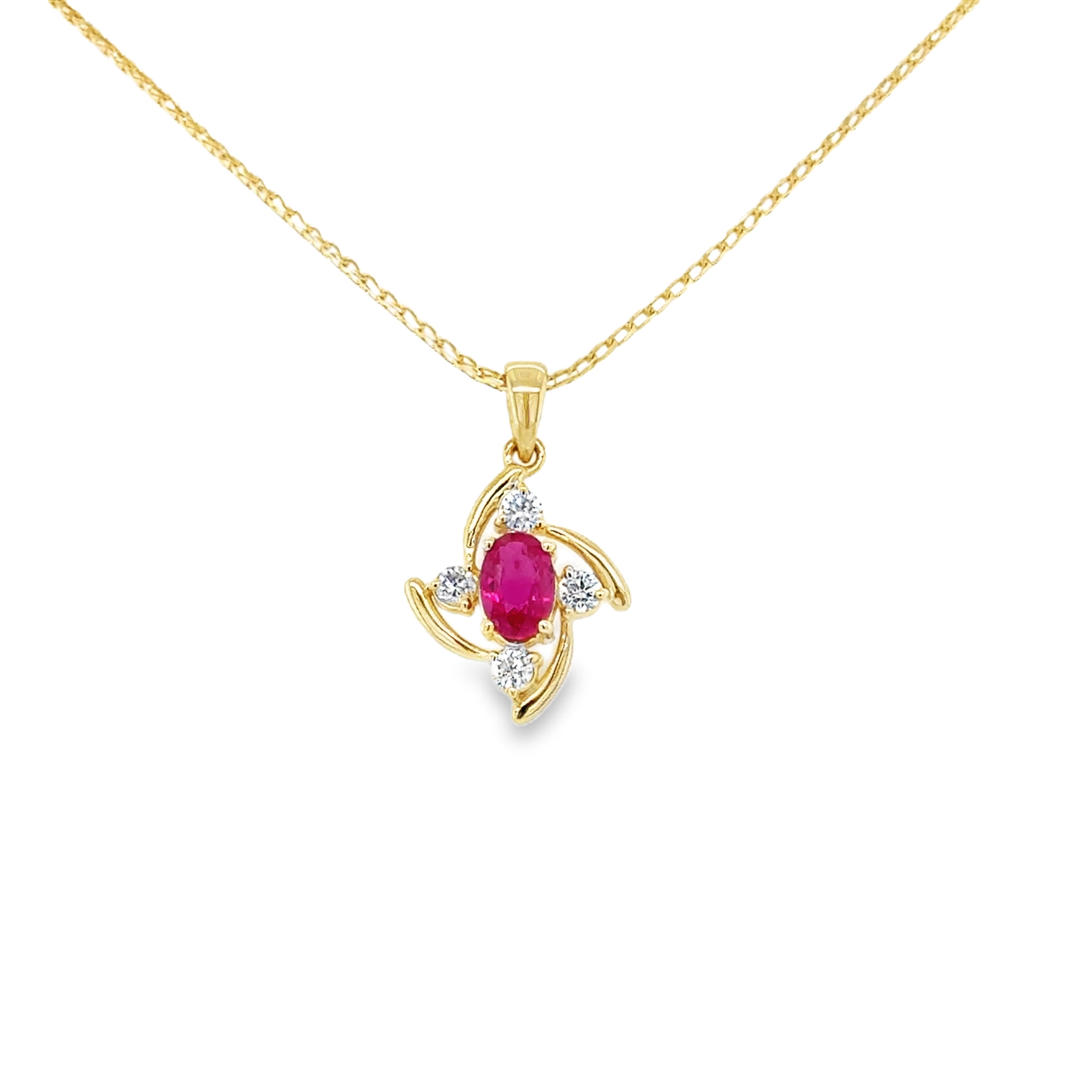 One Of A Kind Diamond Ruby Pendant Necklace