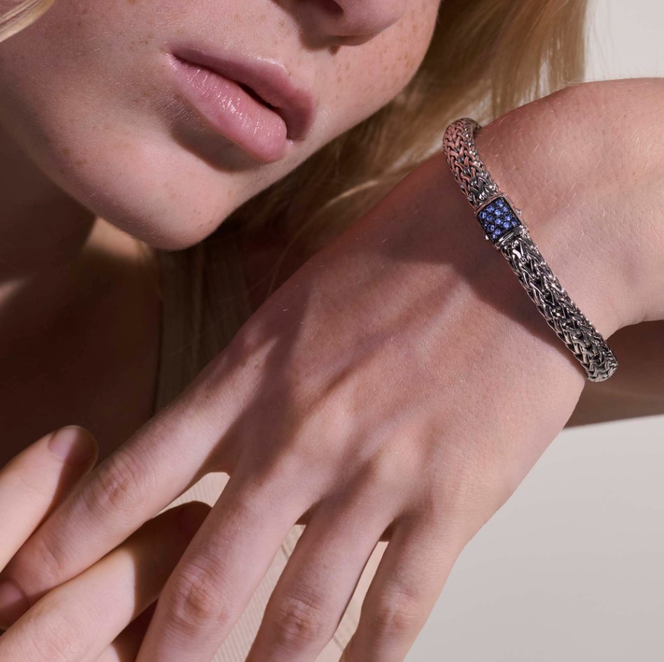 【未使用】HARDY Sapphire Lite 7'10' #3 John Hardy Icon Medium Bracelet in Silver|Sapphire